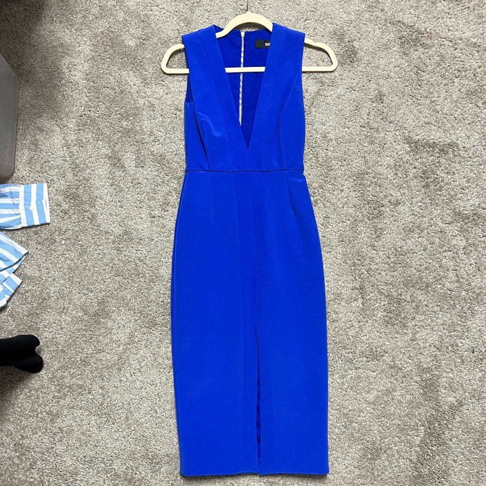 BLUE REGALIA WOVEN MIDI DRESS